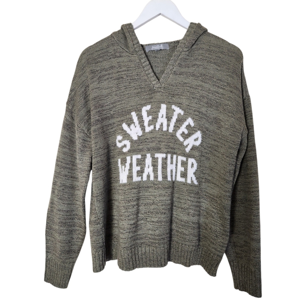 Marled Reunited Olive Green Cabincore Sweater Weather Hooded Sweater Size L